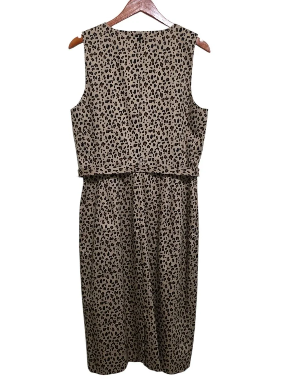 J. Crew Sleeveless Belted Sheath Dress in Leopard Size 12 Tall